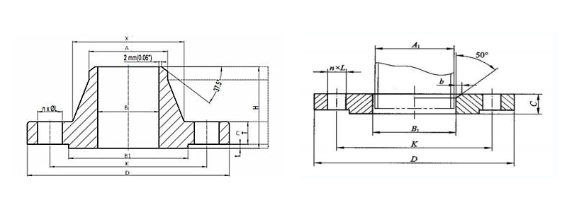 technical drawing of flange dimensions